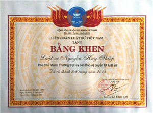 2013 - bằng khen cá nhân LS NHT có thành tích trong năm 2013